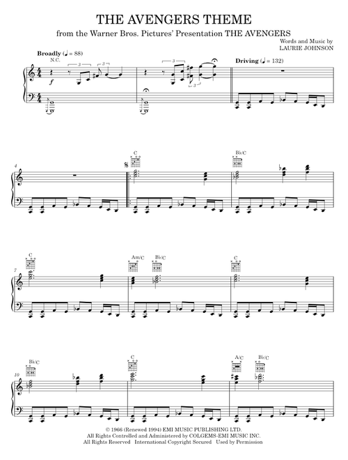 The Avengers Theme - Laurie Johnson (Piano Solo)