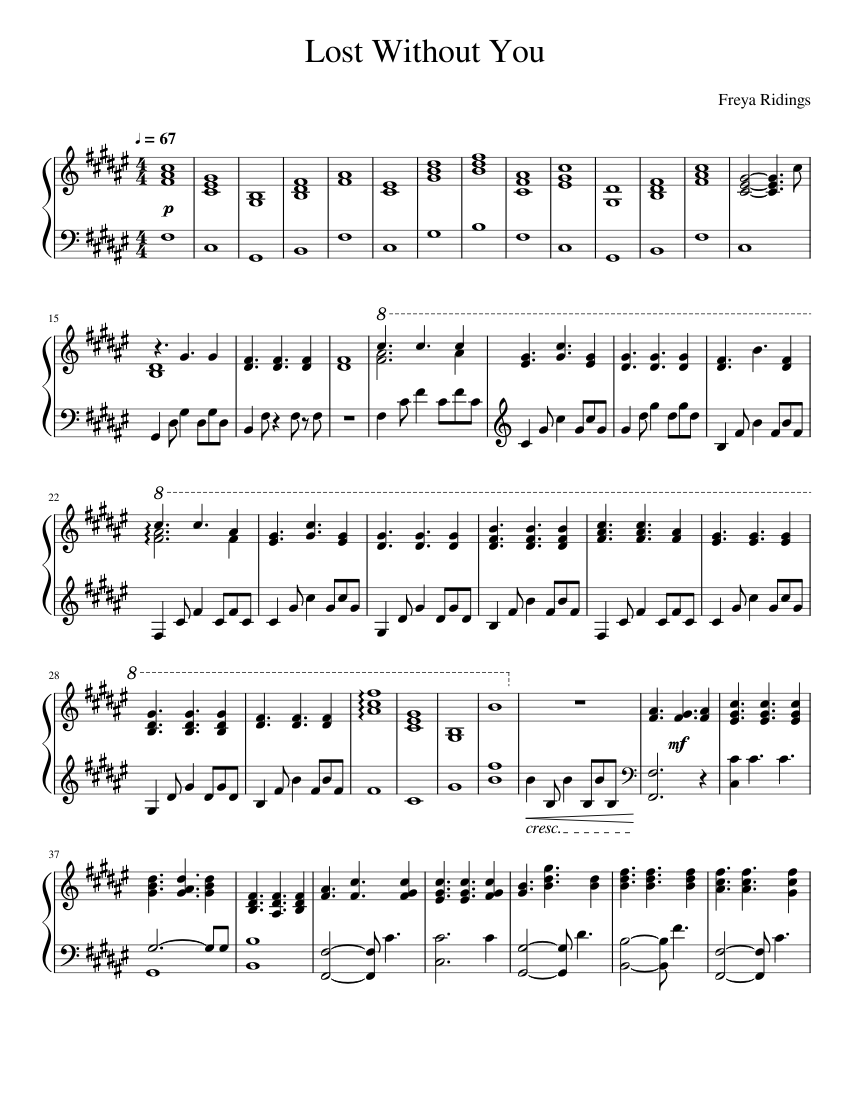 Lost without you sheet music