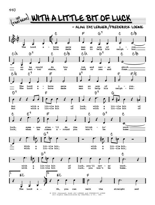 With A Little Bit Of Luck (Low Voice) - Alan Jay Lerner, Frederick Loewe (Real Book - Melody-Chords-Lyrics)