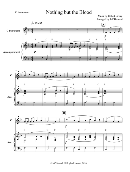 Nothing But the Blood (C instrument and Accompaniment) (Arr. Jeff Howard) - Robert Lowry (Large Ensemble)