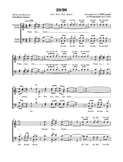 30/90 (Arr. Will Lynch) - Jonathan Larson (Barbershop Quartet)
