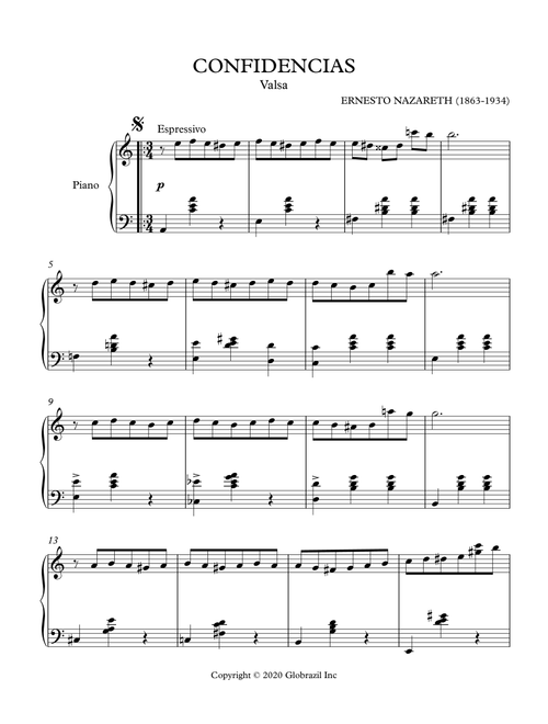 CONFIDENCIAS (Arr. Globrazil) - Ernesto Nazareth (Piano Solo)