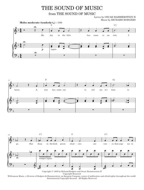 The Sound Of Music (from The Sound of Music) - Rodgers & Hammerstein (Piano Vocal)