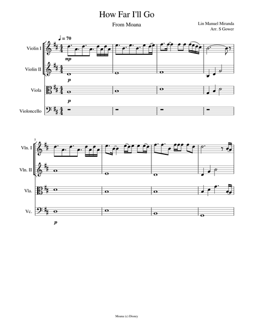 How Far I'll Go – Lin-Manuel Miranda How Far I'll Go - String Quartet