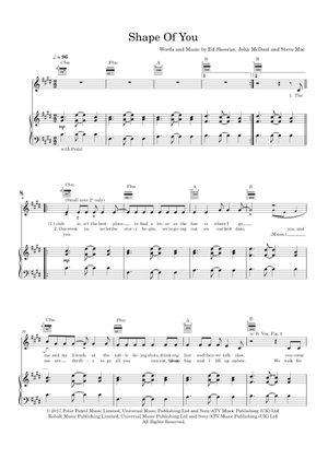 Play Official version of Shape of you Sheet Music by Ed Sheeran for ...