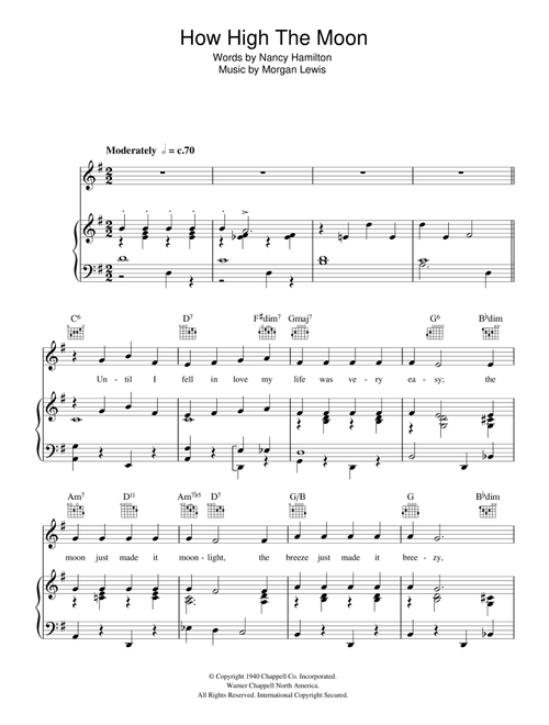 How High The Moon - Ella Fitzgerald (Piano-Vocal-Guitar (Piano Accompaniment))