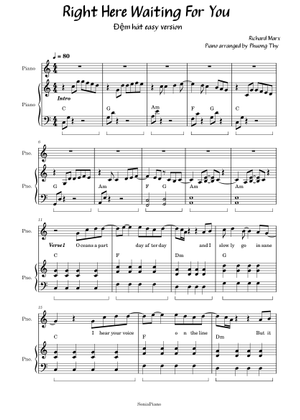Right Here Waiting Sheet Music For Piano Four Hands - View #5