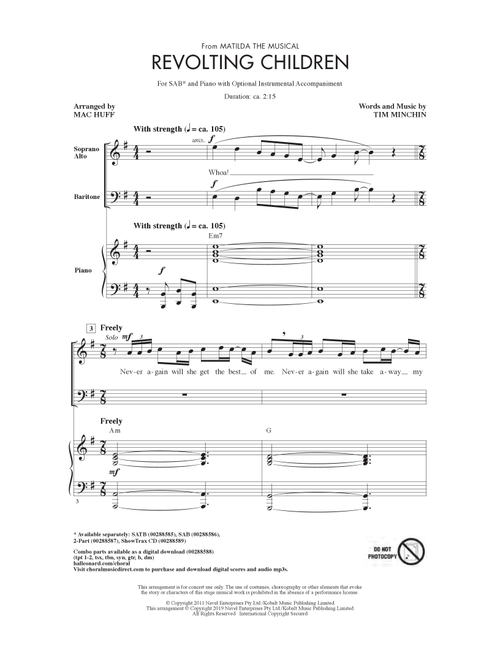 Revolting Children (from Matilda: The Musical) (arr. Mac Huff) - Tim Minchin (Choral, SAB)