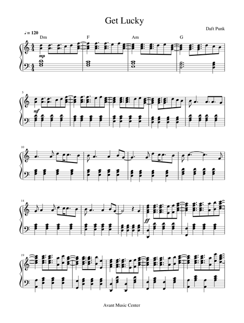 Get Lucky piano ADVANCED