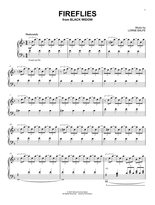 Fireflies (from Black Widow) - Lorne Balfe (Piano Solo)