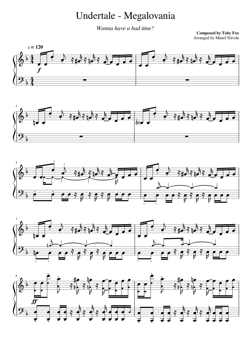 Undertale - Megalovania [Piano] (Ver. 3) Sheet Music For Piano (Solo) |  Musescore.Com