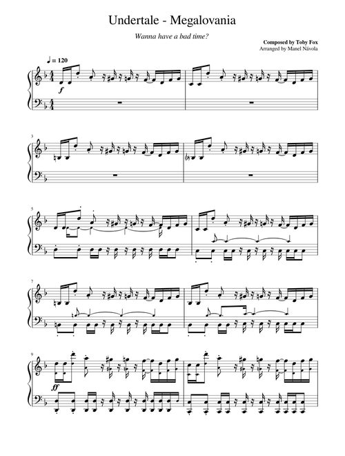 Undertale - Megalovania [Piano] (ver. 3) sheet music arranged by Manel Navola for Solo