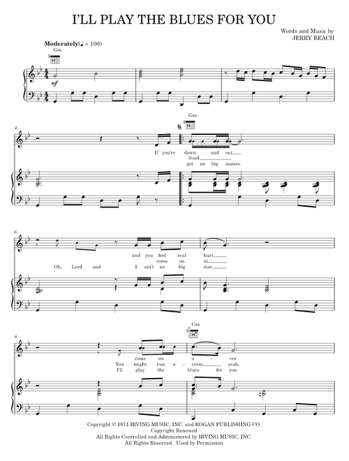 I'll Play The Blues For You - Albert King, Eric Clapton (Piano-Vocal-Guitar)