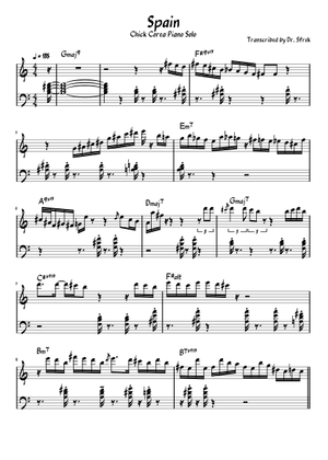 Spain – Chick Corea Sheet Music with Chords for Piano (Solo