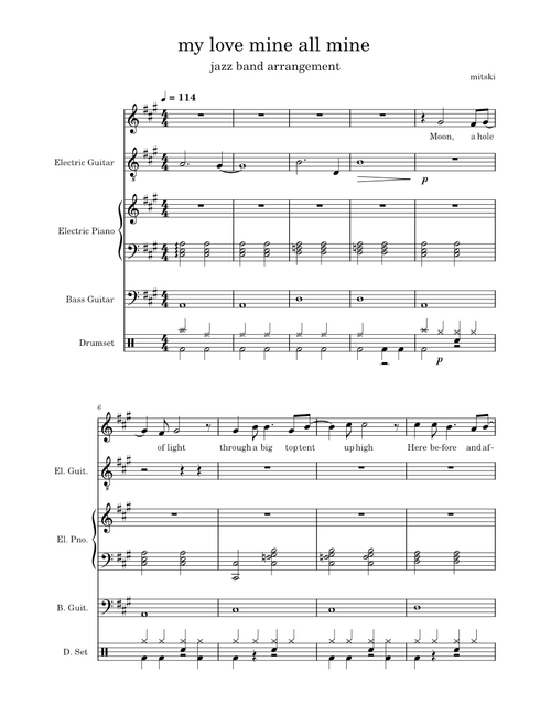 my love mine all mine - mitski (band arrangement)