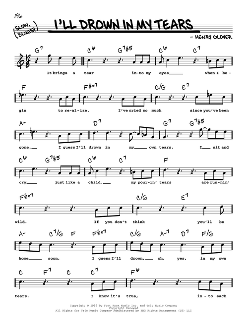 I'll Drown In My Tears - Joe Cocker, Ray Charles (Real Book - Melody-Chords-Lyrics)