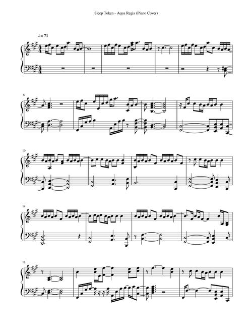 Aqua Regia (Arr. JohnHenry) - Sleep Token (Piano Solo)