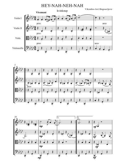 HEY NAH NEH NAH (Arr. Jovan Bogosavljević) - V. Kondios (String Quartet)