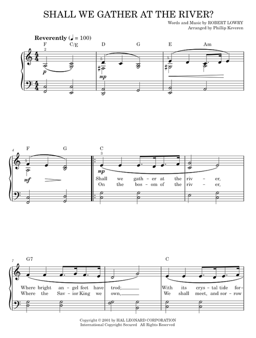 Shall We Gather At The River - Robert Lowry (Easy Piano)