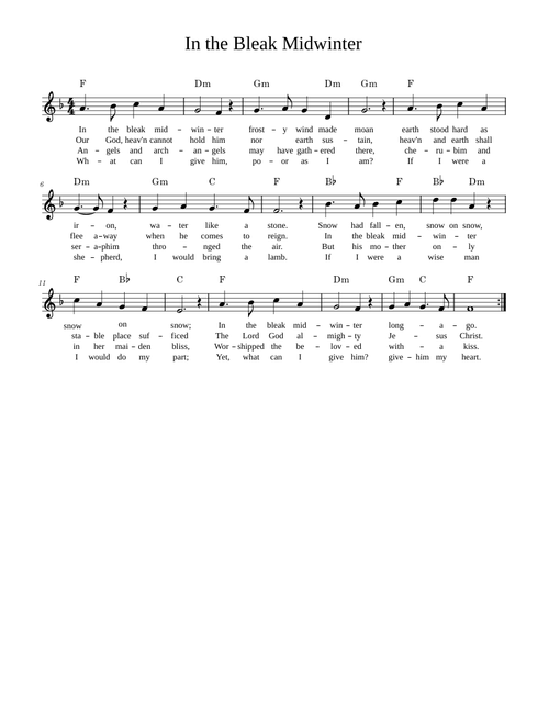 In The Bleak Midwinter – Misc tunes (Lead Sheet - Melody, Chords and Lyrics)