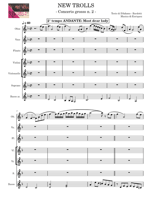 NEW TROLLS - Concerto Grosso n. 2 - 2° tempo ANDANTE: Most dear lady – Testo di D'Adamo e Bardotti - Musica di Enriquez Testo di D'Adamo e Bardotti - Musica di Enriquez