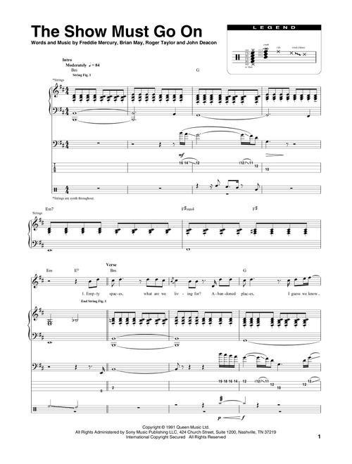 The Show Must Go On - Queen (Transcribed Score)