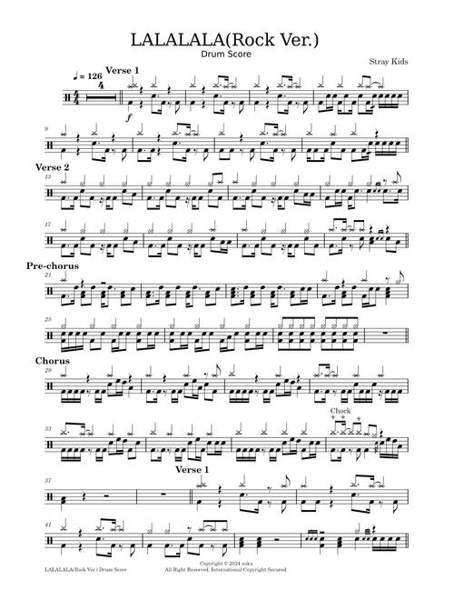 LALALALA(Rock Ver.) – Stray Kids (스트레이 키즈) [Drum Score]