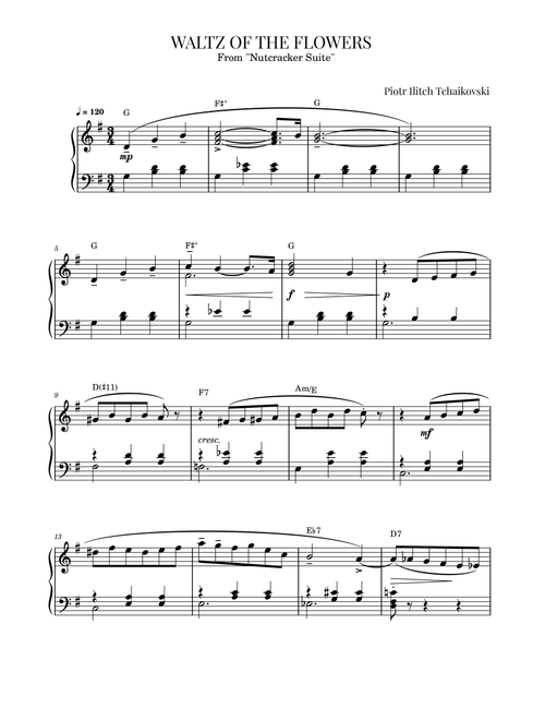 Waltz Of the Flowers - Tchaikovski (Arr. Roger da Luz) - Piotr Ilitch Tchaikovski (Easy Piano)