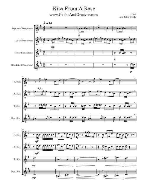 Kiss from a rose – Seal for Sax Quartet