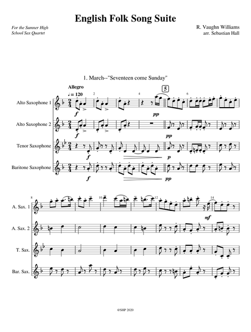 [WIP] English Folk Song Suite for Saxophone Quartet