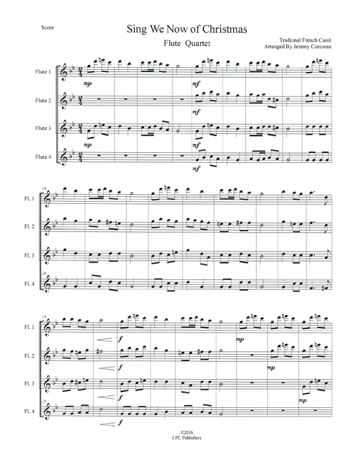 Sing We Now of Christmas for Flute Quartet (Arr. Jeremy Corcoran) - French Carol (Woodwind Ensemble)