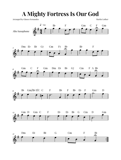 A Mighty Fortress Is Our God (Arr. Glauco Fernandes) - Martin Luther (Alto Sax Solo)