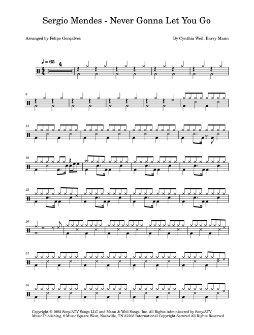 Never Gonna Let You Go (Arr. Felipe Gonçalves) - Sergio Mendes (Drums)