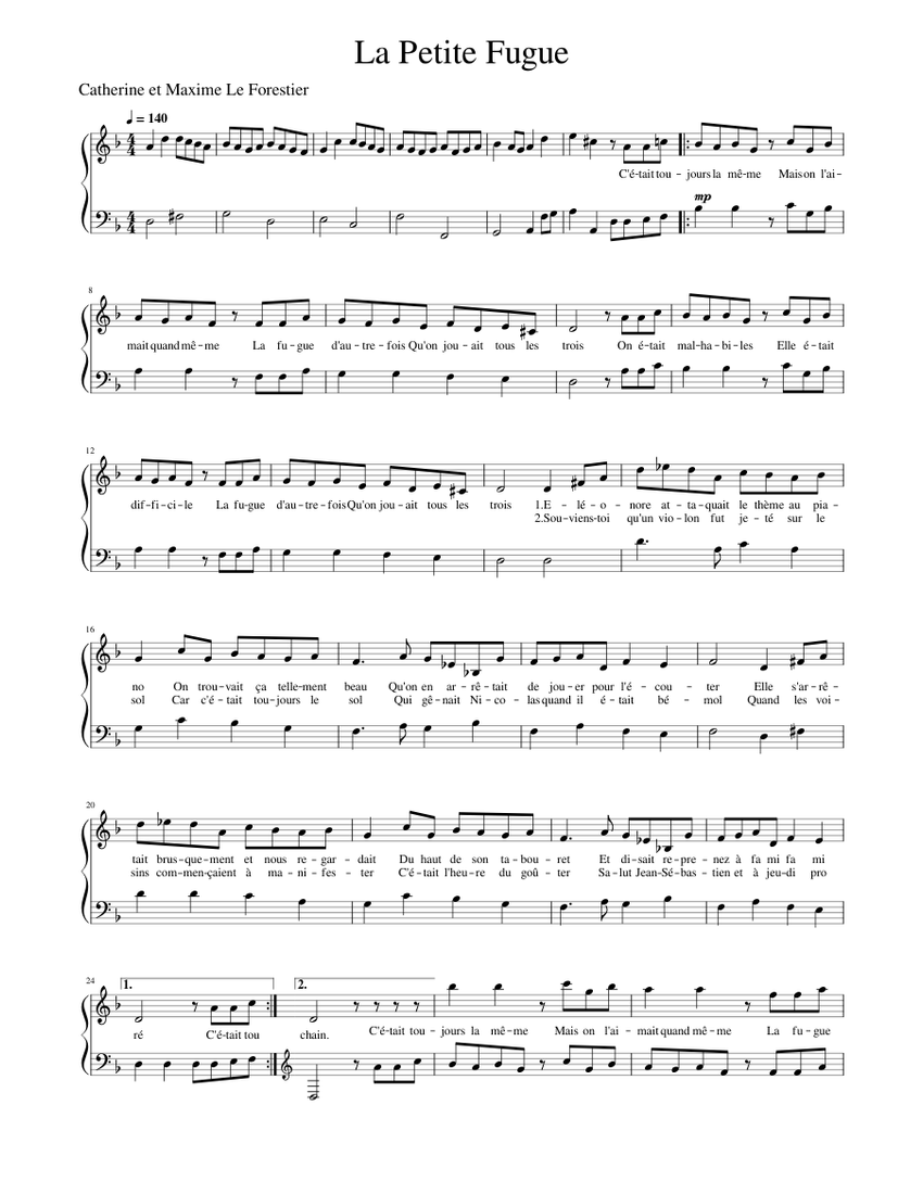 La Petite Fugue Maxime Leforestier Sheet