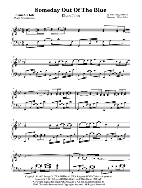 Someday Out Of The Blue (theme From El Dorado) (Arr. Piano Go Life) - Elton John (Piano Solo)