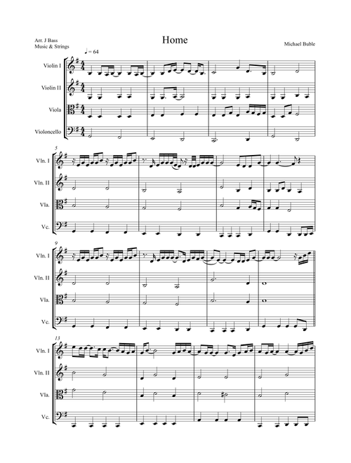 Home (Arr. Music and Strings - John Bass) - Blake Shelton (String Quartet)