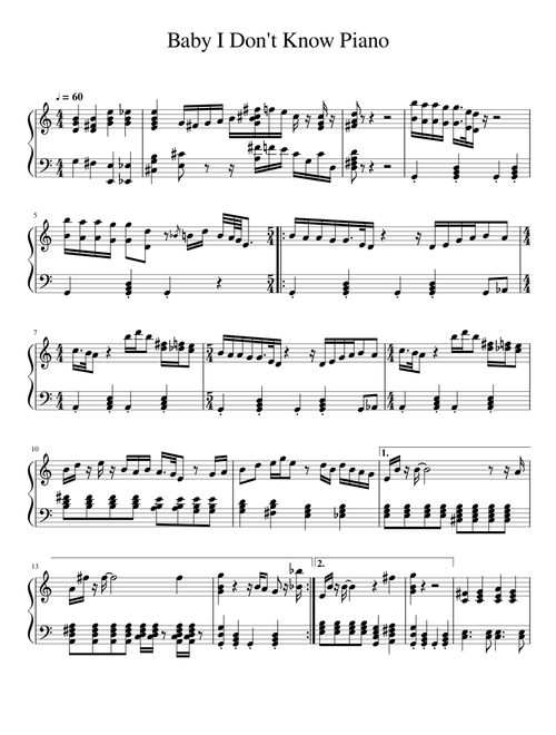 Baby I Don't Know - Vulfpeck - Piano