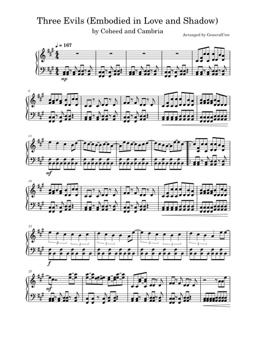 Three Evils (Embodied In Love And Shadow) - Coheed And Cambria (Solo Piano)