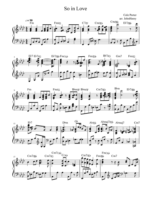 So In Love (Arr. JohnHenry) - Rob Schneiderman (Easy Piano)