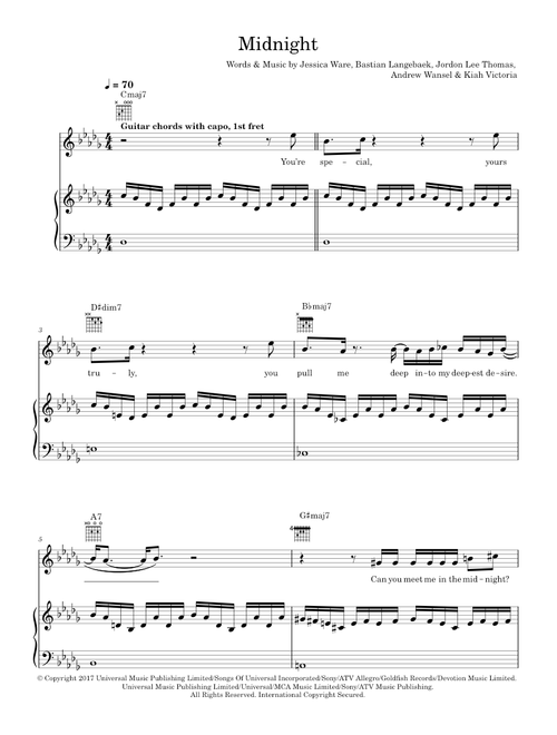 Midnight caller - Jessie Ware (Piano-Vocal-Guitar (Piano Accompaniment))