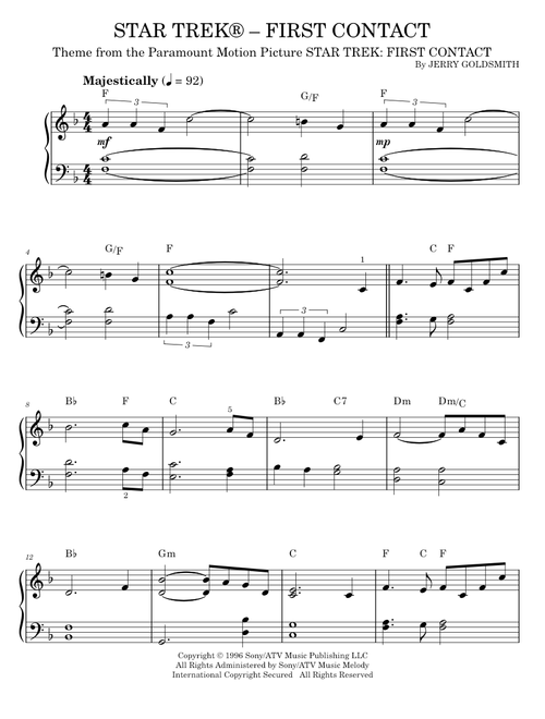 Star Trek(R) First Contact - Jerry Goldsmith, Star TrekR (Easy Piano)