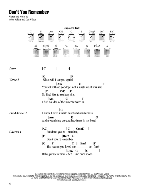 Don't You Remember - Adele (Guitar Chords-Lyrics)