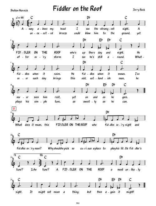 Fiddler On The Roof  (Lead sheet with lyrics )