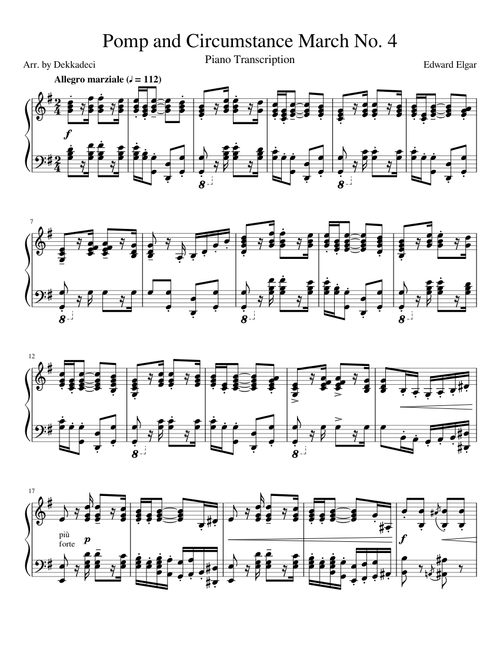 Pomp and Circumstance March No. 4 in G Major (Piano Transcription)