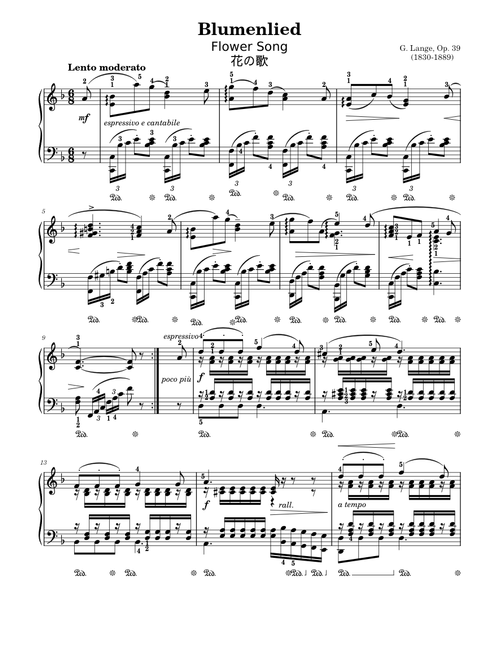 Blumenlied, Op.39 – Gustav Lange (with fingerings)
