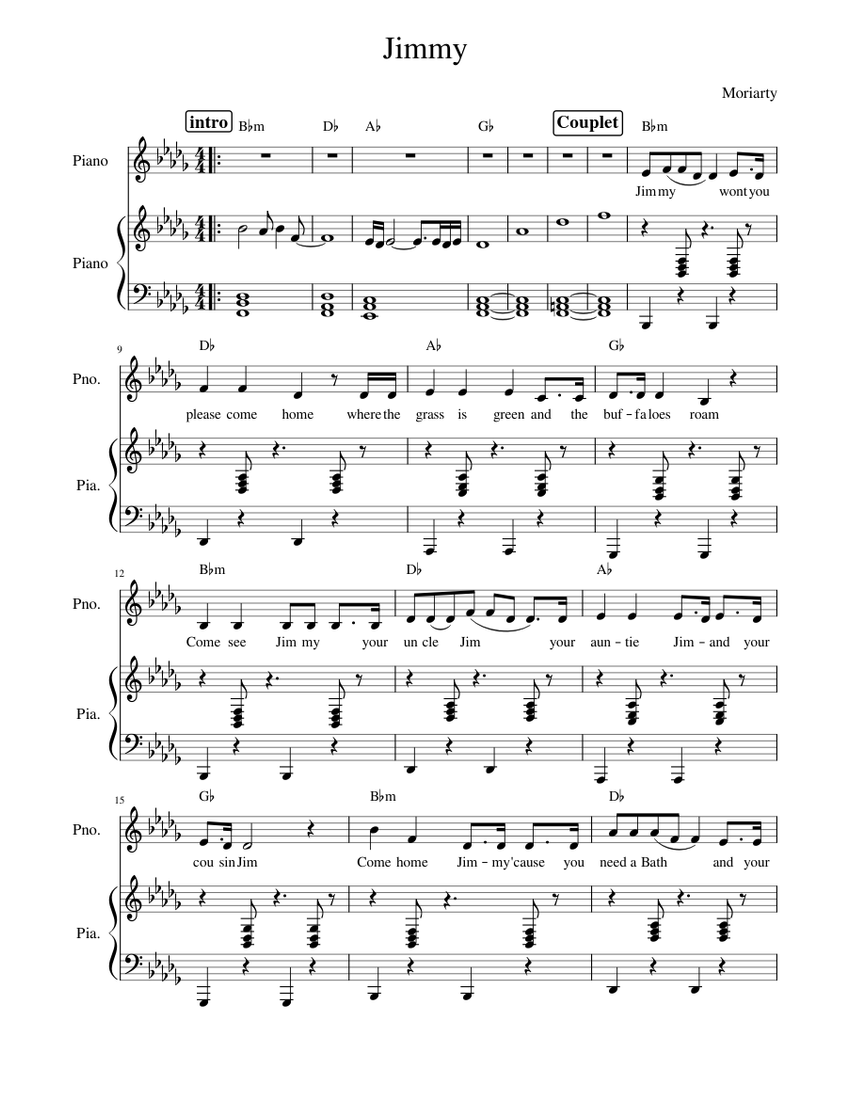 Jimmy Moriarty Sheet music for Piano (PianoVoice)