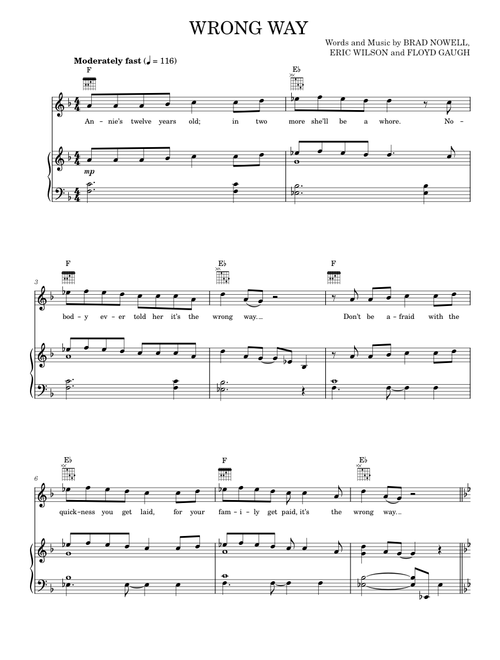 Wrong Way - Sublime (Piano-Vocal-Guitar)