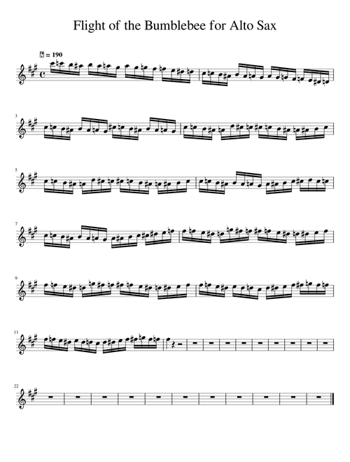 Flight of the Bumblebee – Nikolay Rimsky-Korsakov WIP Flight of the Bumblebee for Alto Sax– Nikolay Rimsky-Korsakov