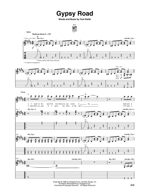 Gypsy Road - Cinderella (Guitar Tab)