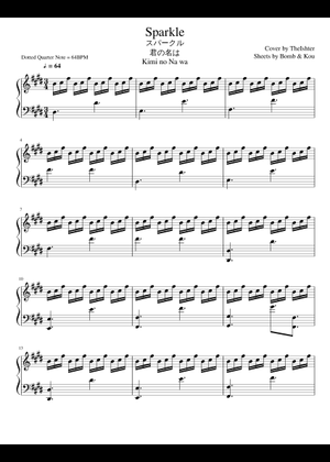 Play Official version of Sparkle Sheet Music by Radwimps for Piano ...